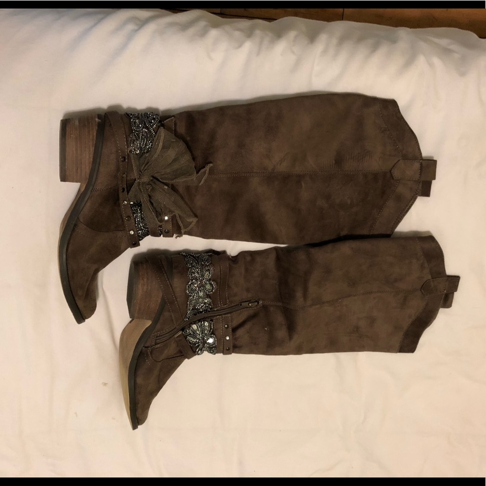 Brown suede boots